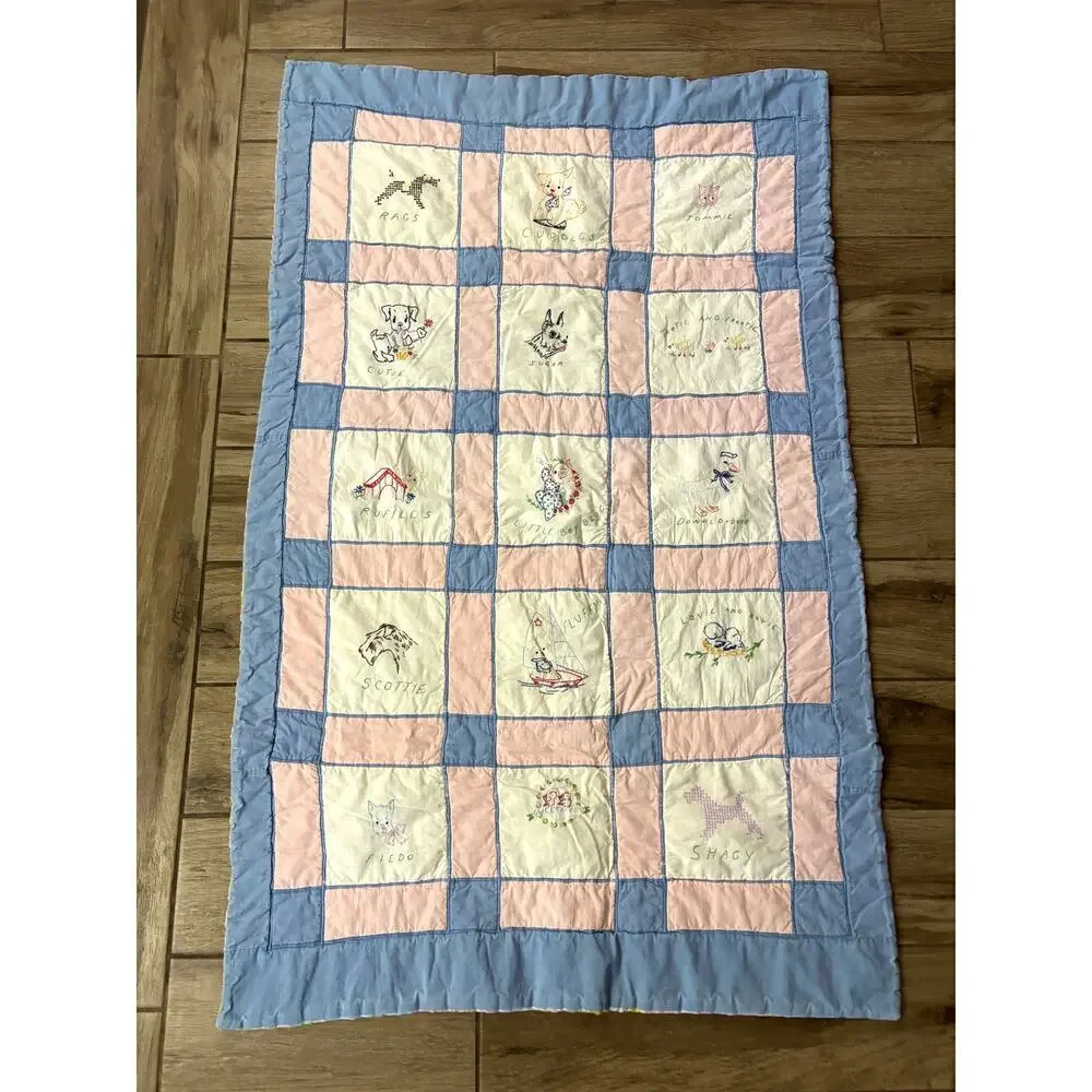 VTG Colorful Patchwork Alphabet Quilt Throw Wall‎ Decor 50