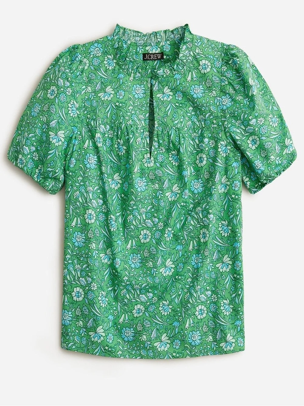 J. Crew Ruffle-trim short-sleeve top in marigold blooms