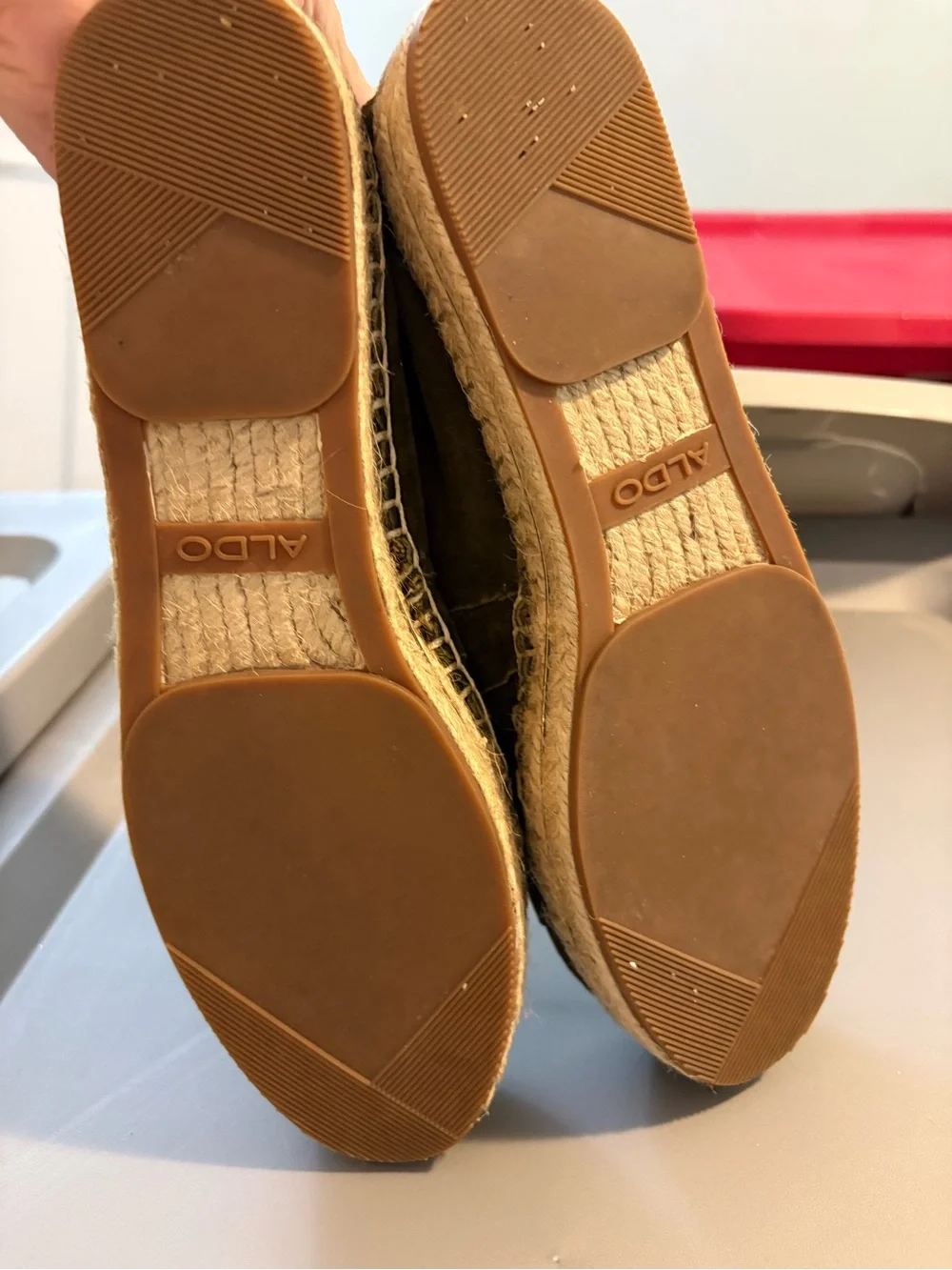 Aldo Olive Green boho Suede Espadrille Flats summer Women’s 8.5 EU 39 vacation