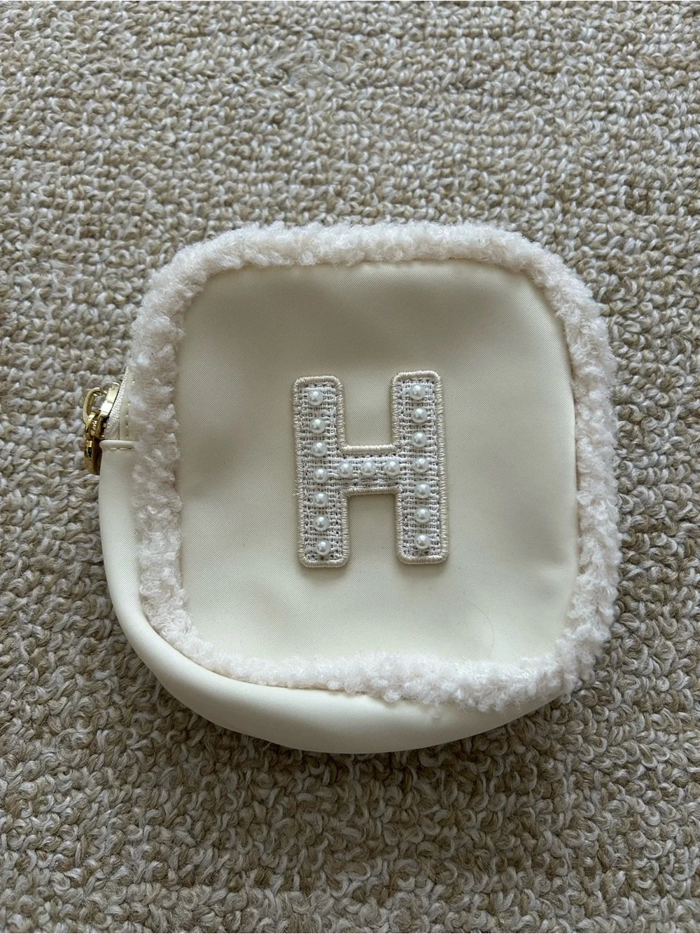 Stoney Clover Lane H Initial Sherpa Trim Mini Pouch