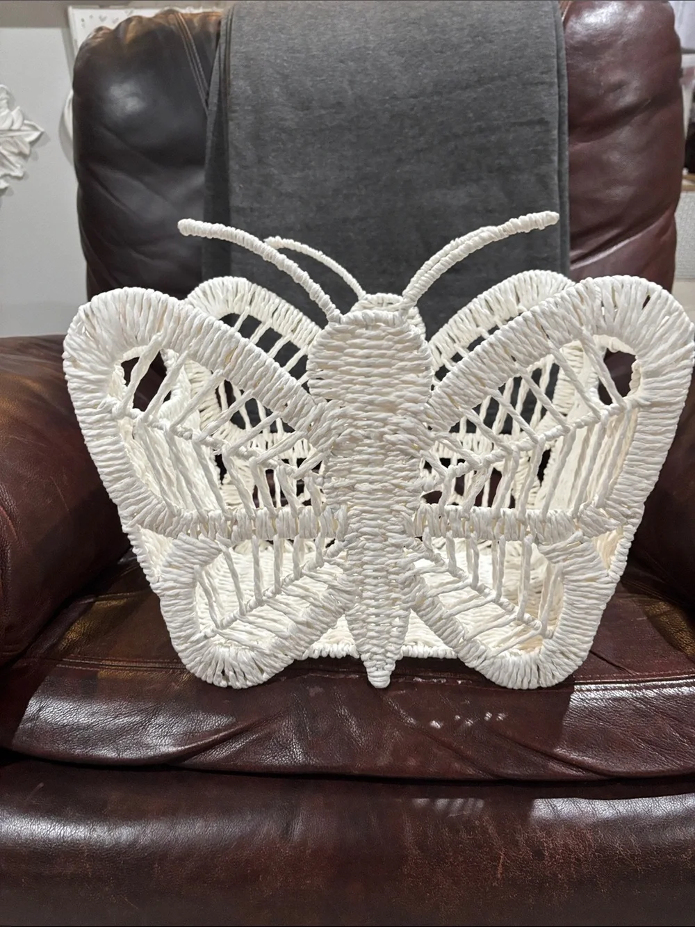 White Woven Butterfly Wall Decor