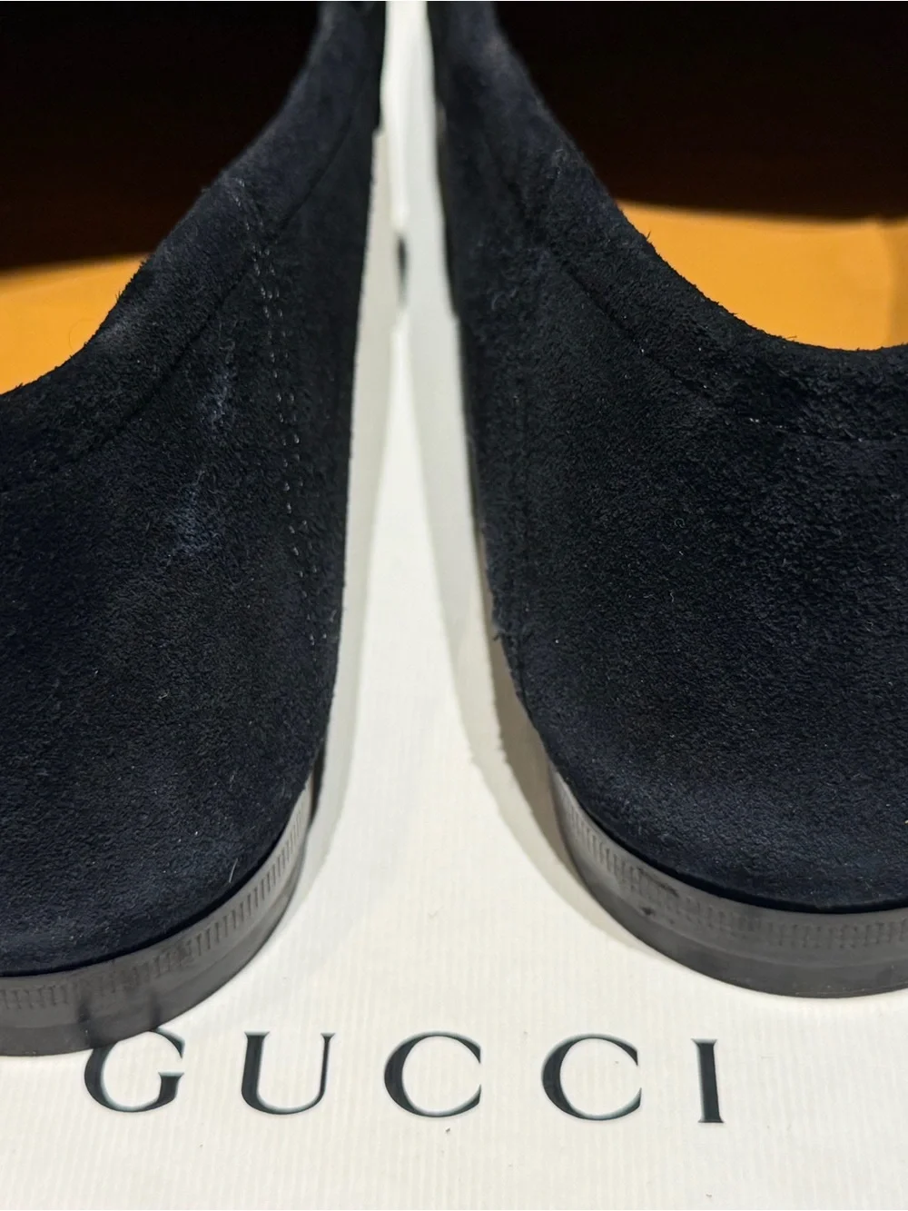 Gucci Black Suede Loafers with Green-Red Web and Gold Horsebit