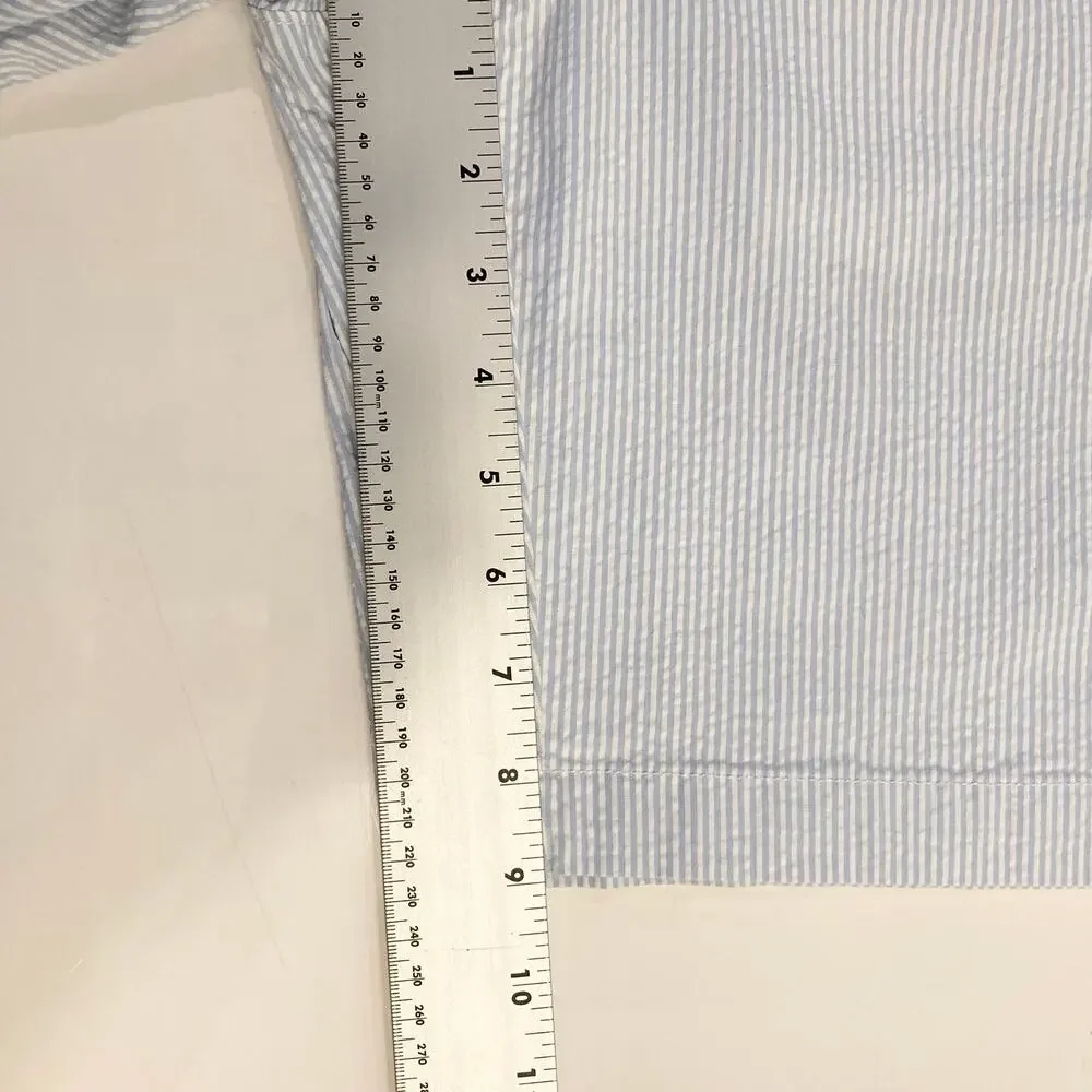 NWOT J CREW Shorts Men 34 9” Inseam Stripe Blue White Seersucker 4 Pocket Cotton