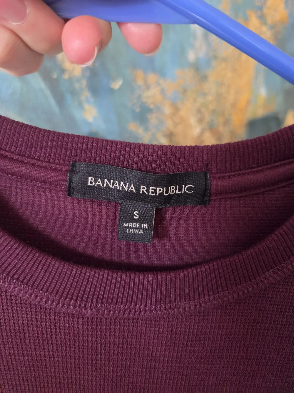Banana Republic Men's Waffle Knit Crew in Deep Wine