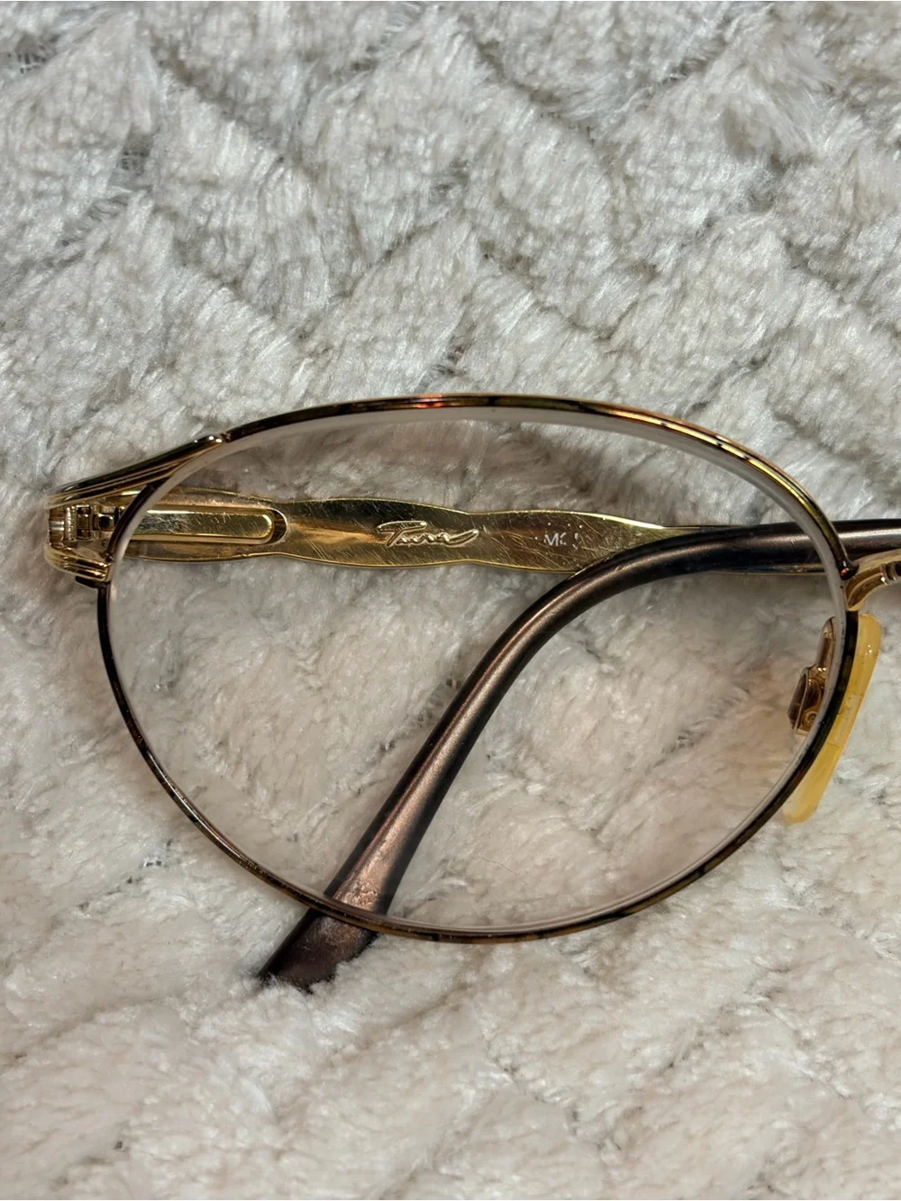 Vintage Tura‎ Gold Tortoise Oval Glasses Frames Only Librarian Chic Officecore