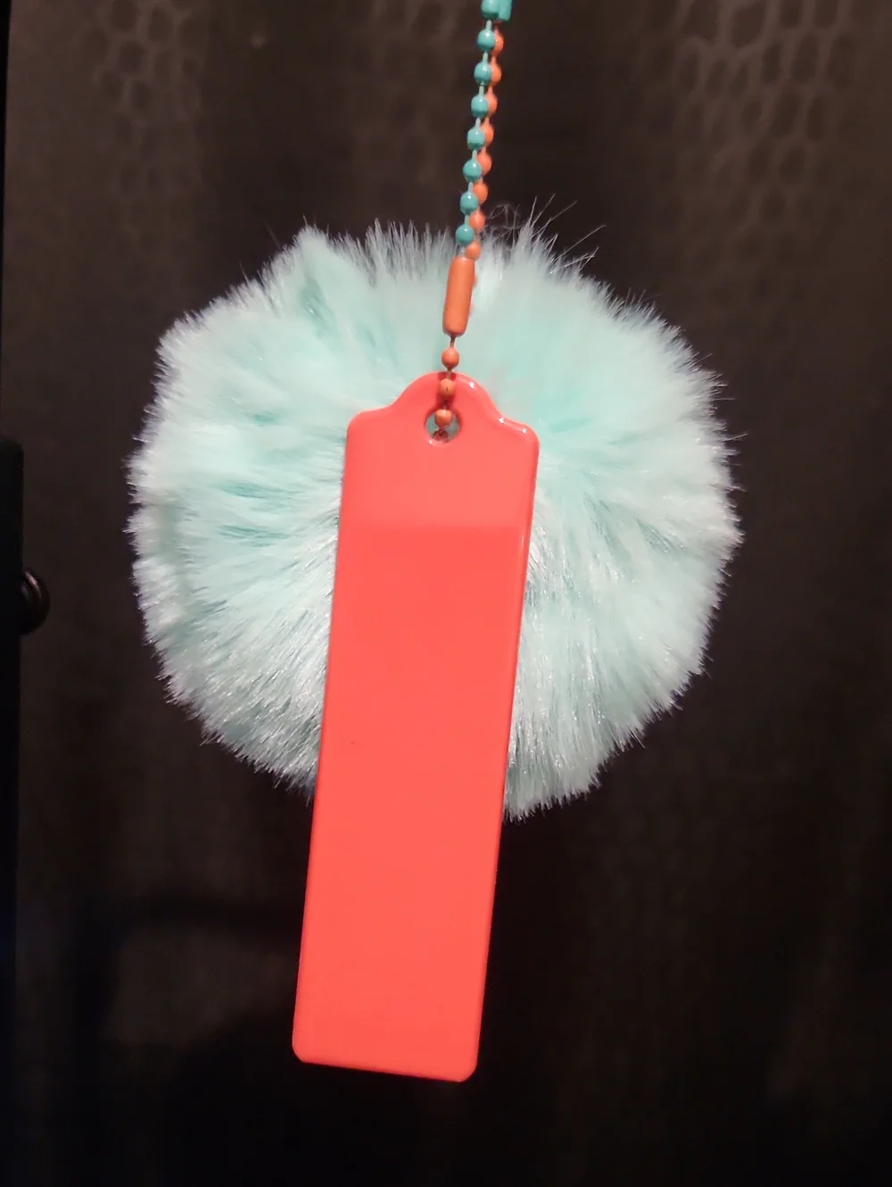 Coachtopia Coral Tag with Aqua Fur Pom-Pom
