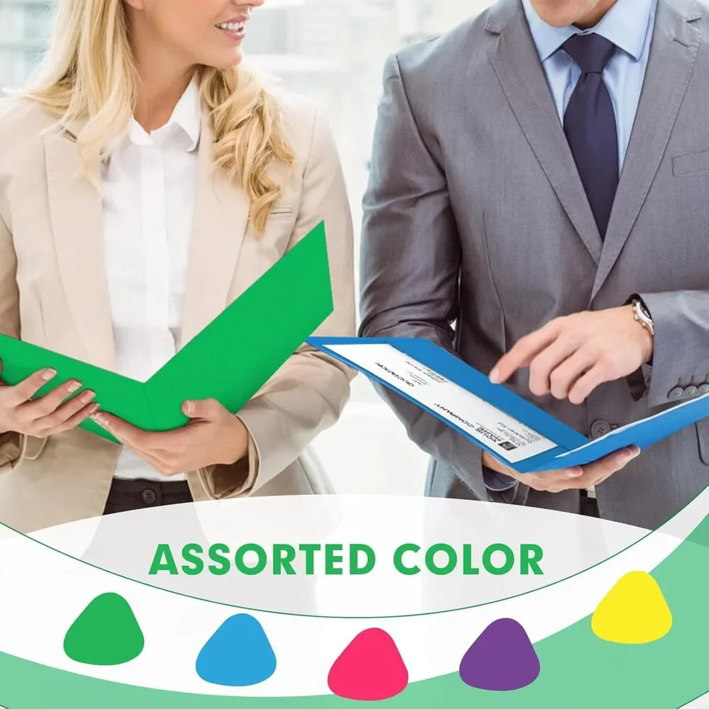 150 Pack 2 Pocket Folders, Letter Size Paper File, Assorted 5 Colors