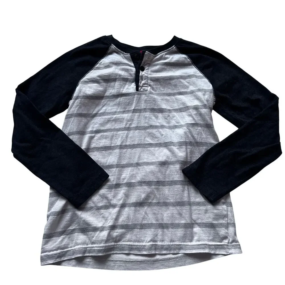 Old Navy Boys Striped Color Block Henley - Size L (10/12)