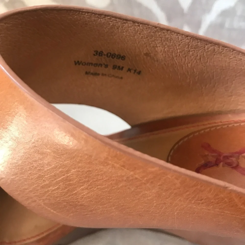Trask Tan Leather Wedge Sandals