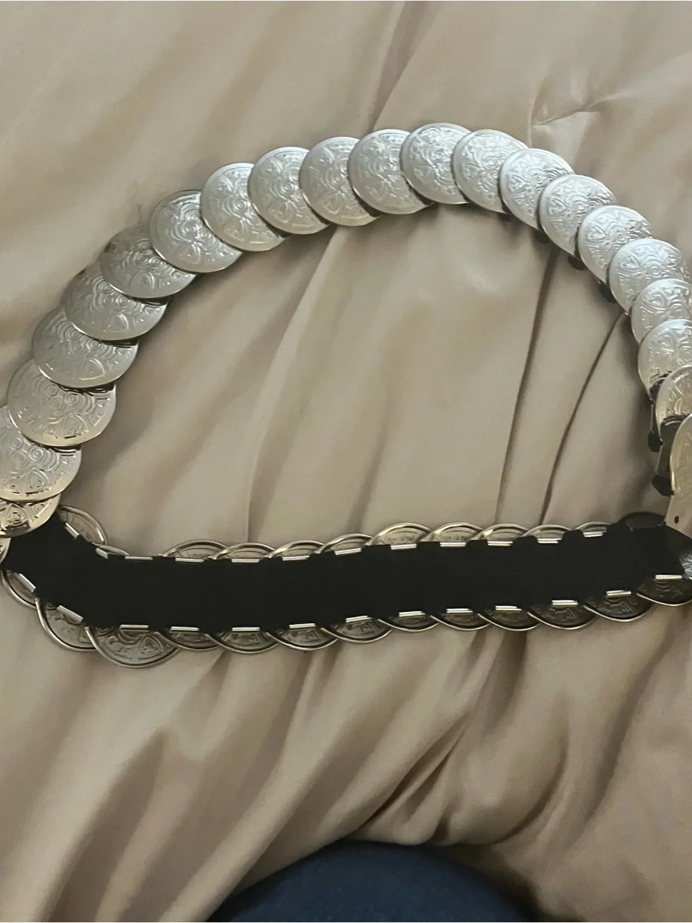Vintage Silver Coin Stretch Belt Boho Festival Statement Disc one Size Fits Most