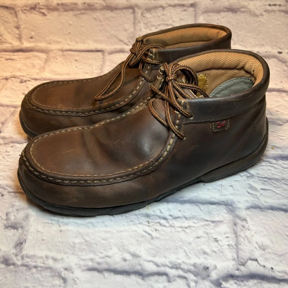 Twisted X Men's Work Steel Toe Chukka Driving Moc Boots 8.5 M Brown Leather