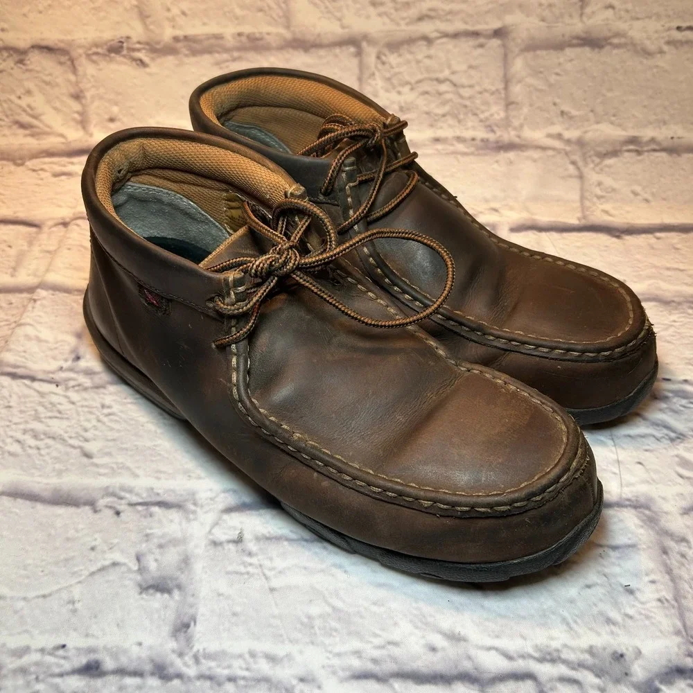 Twisted X Men's Work Steel Toe Chukka Driving Moc Boots 8.5 M Brown Leather
