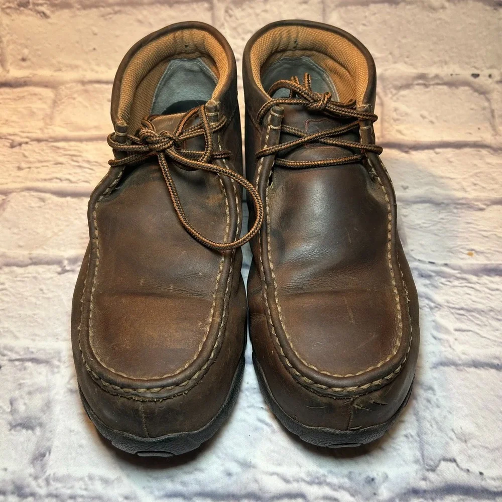 Twisted X Men's Work Steel Toe Chukka Driving Moc Boots 8.5 M Brown Leather