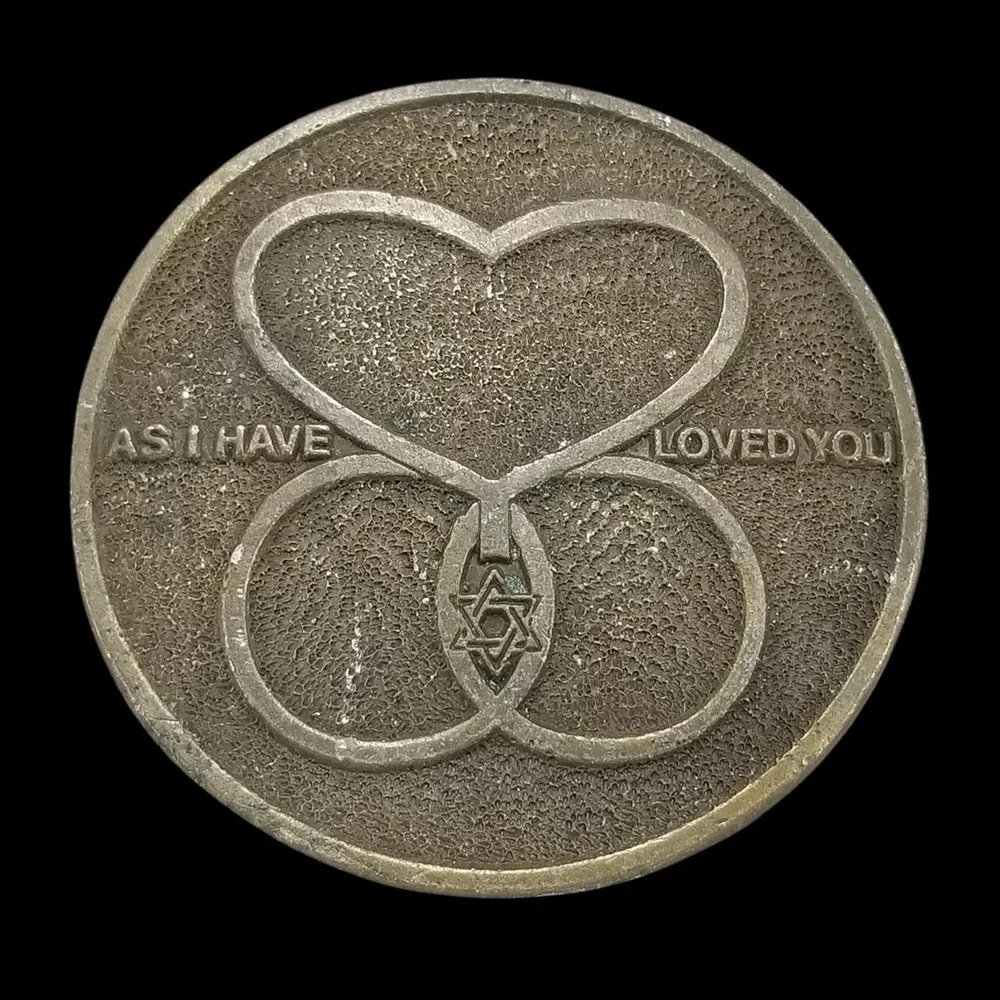 Vintage Belt Buckle Heart Infinity Symbol Star of David‎ Religious Phrase