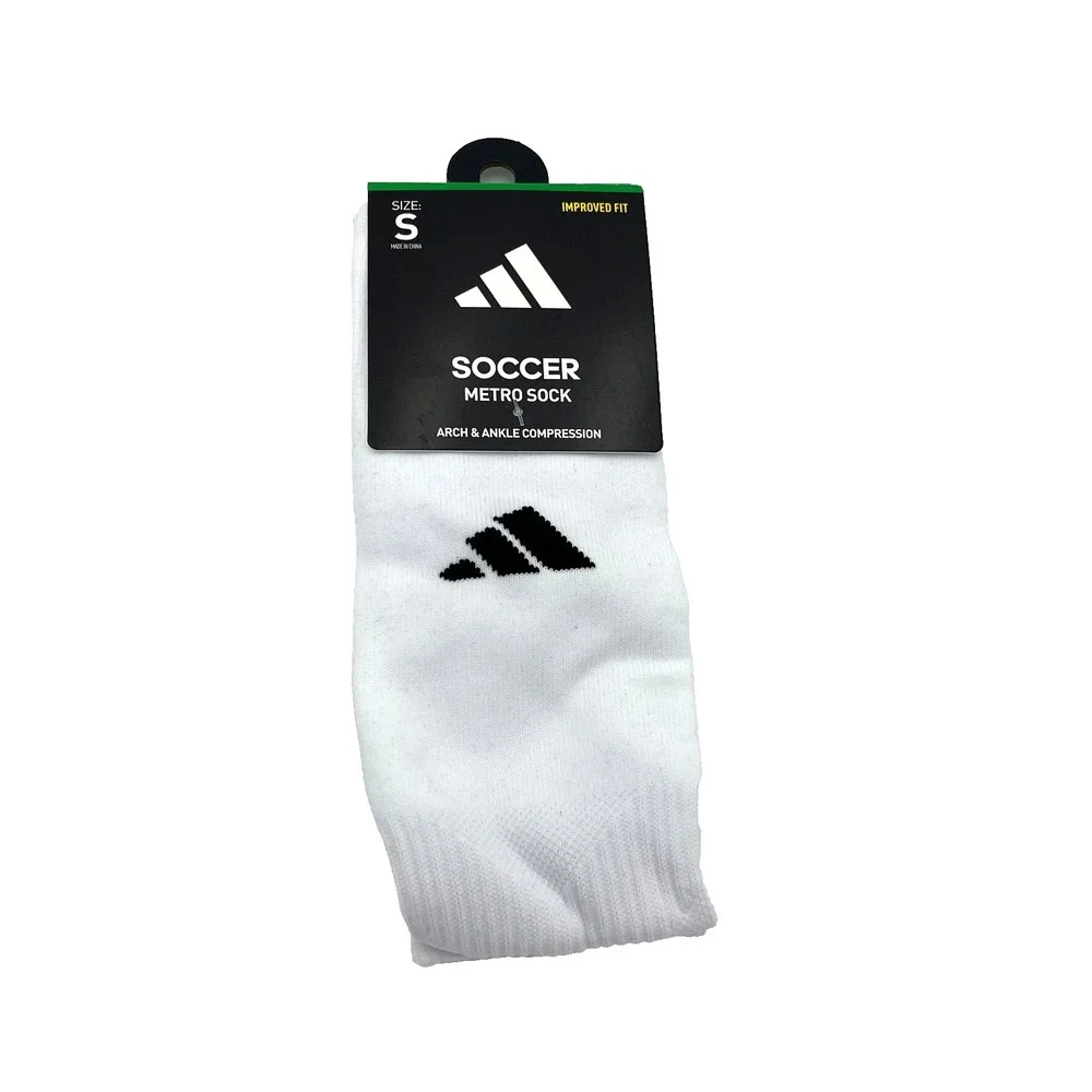 Adidas Soccer Metro Socks Unisex White Black‎ Logo Youth Size S 2Y-5Y