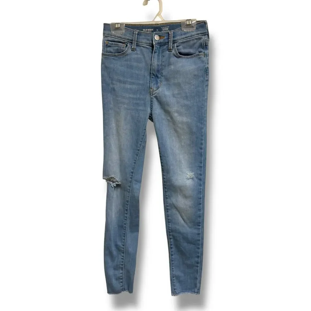 Old Navy Girls Jeans Extra High Rise Rockstar Jeggings Light Wash 12 360 Stretch