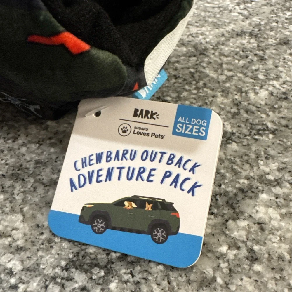 BARK SUBARU chewbaru outback adventure pack dog‎ toy 2026 NEW 2 toys in 1
