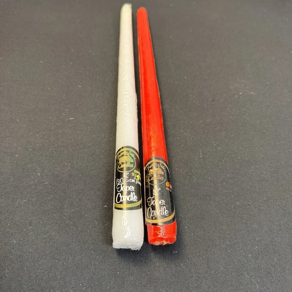 Red & White Hearth‎ Side Taper Candles