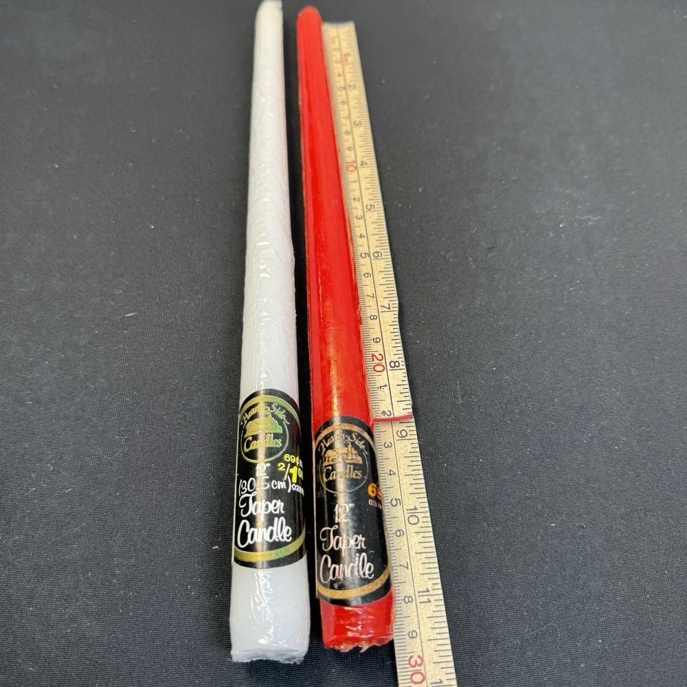 Red & White Hearth‎ Side Taper Candles