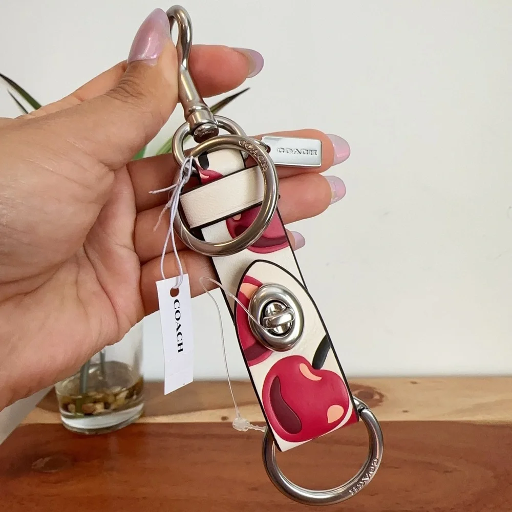 NWT Coach Trigger Snap Bag Charm With‎ Cherry Print