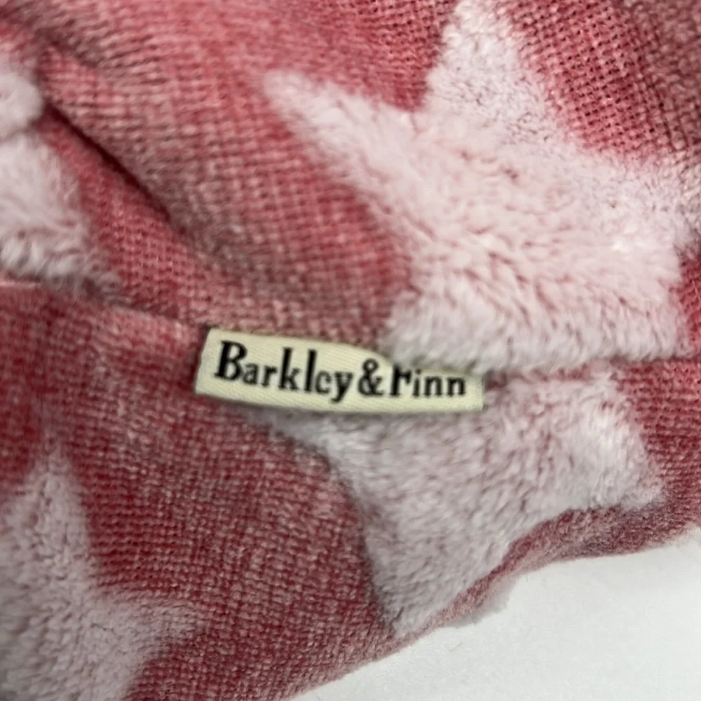 Barkley & Finn Soft Fuzzy Fleece Hooded Dog Pajamas Pink with Stars PomPom Small