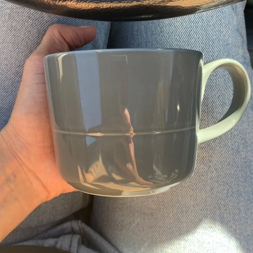 Crate & barrel Aaron Probyn set of 4 mugs gray‎ ceramic