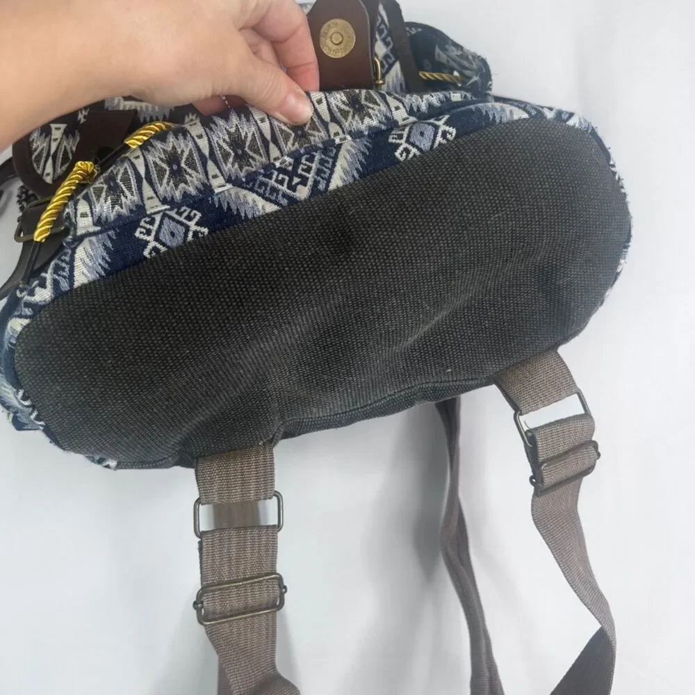 Backpack Aztec Print Southwestern Drawstring‎ Cinch Boho Side Pouches