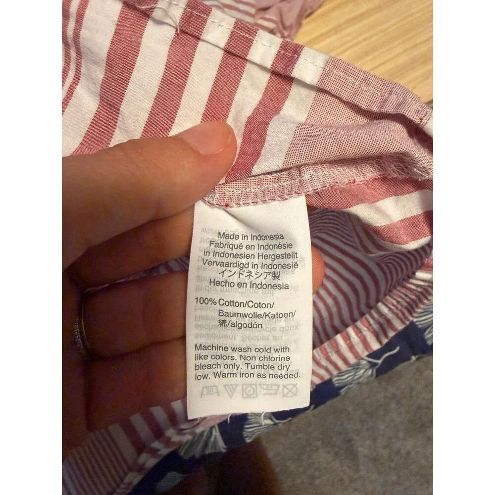 Madewell Womens M Pink White Stripe Wrap Peplum Blouse Cotton Tie Waist