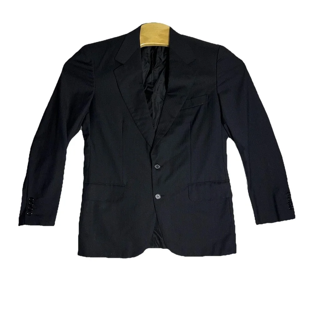 Brioni Augusto Wool Silk 2 Button Blazer size 00R James Bond 007 Black Navy Stri