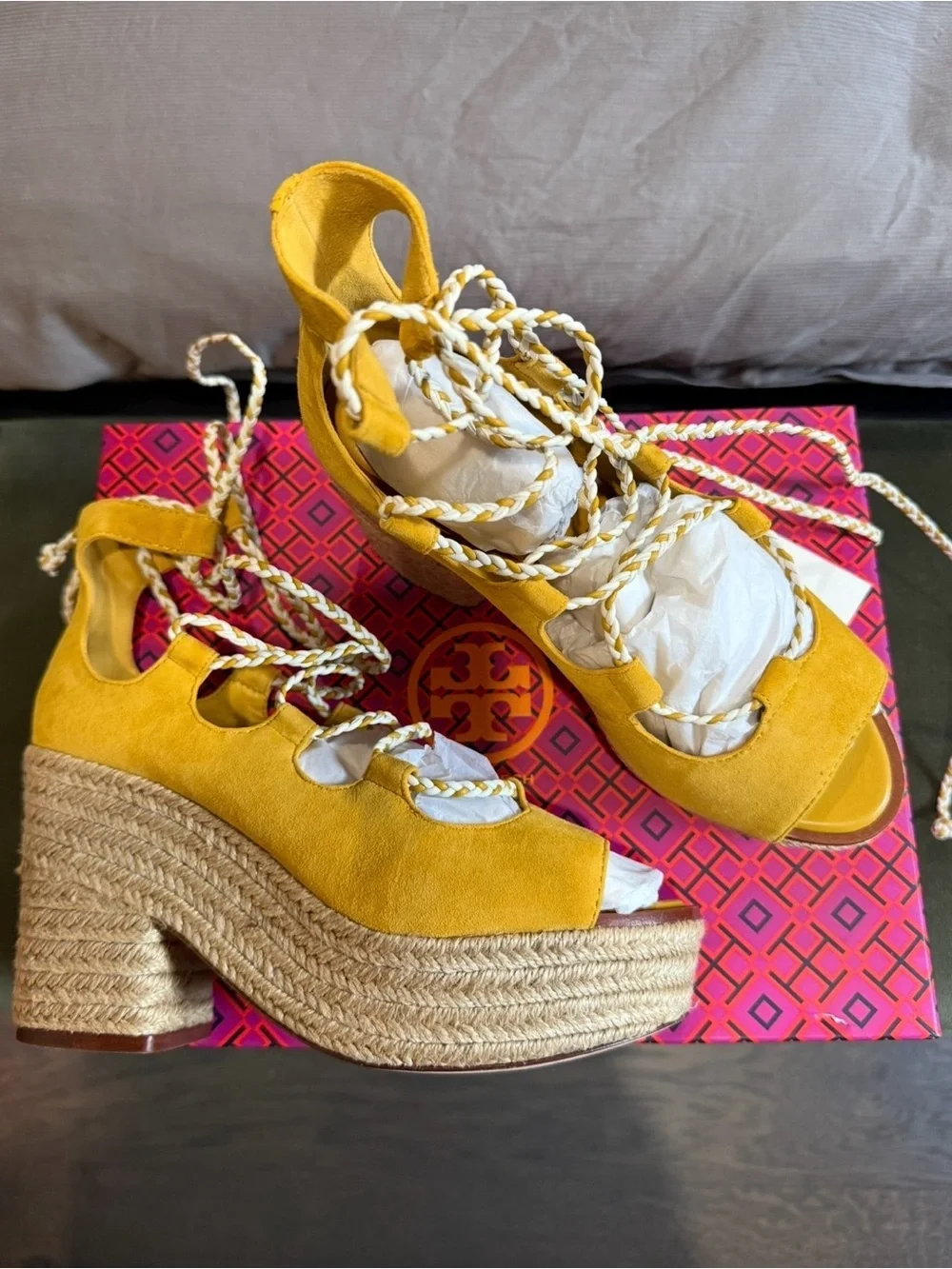 Tory Burch yellow suede
