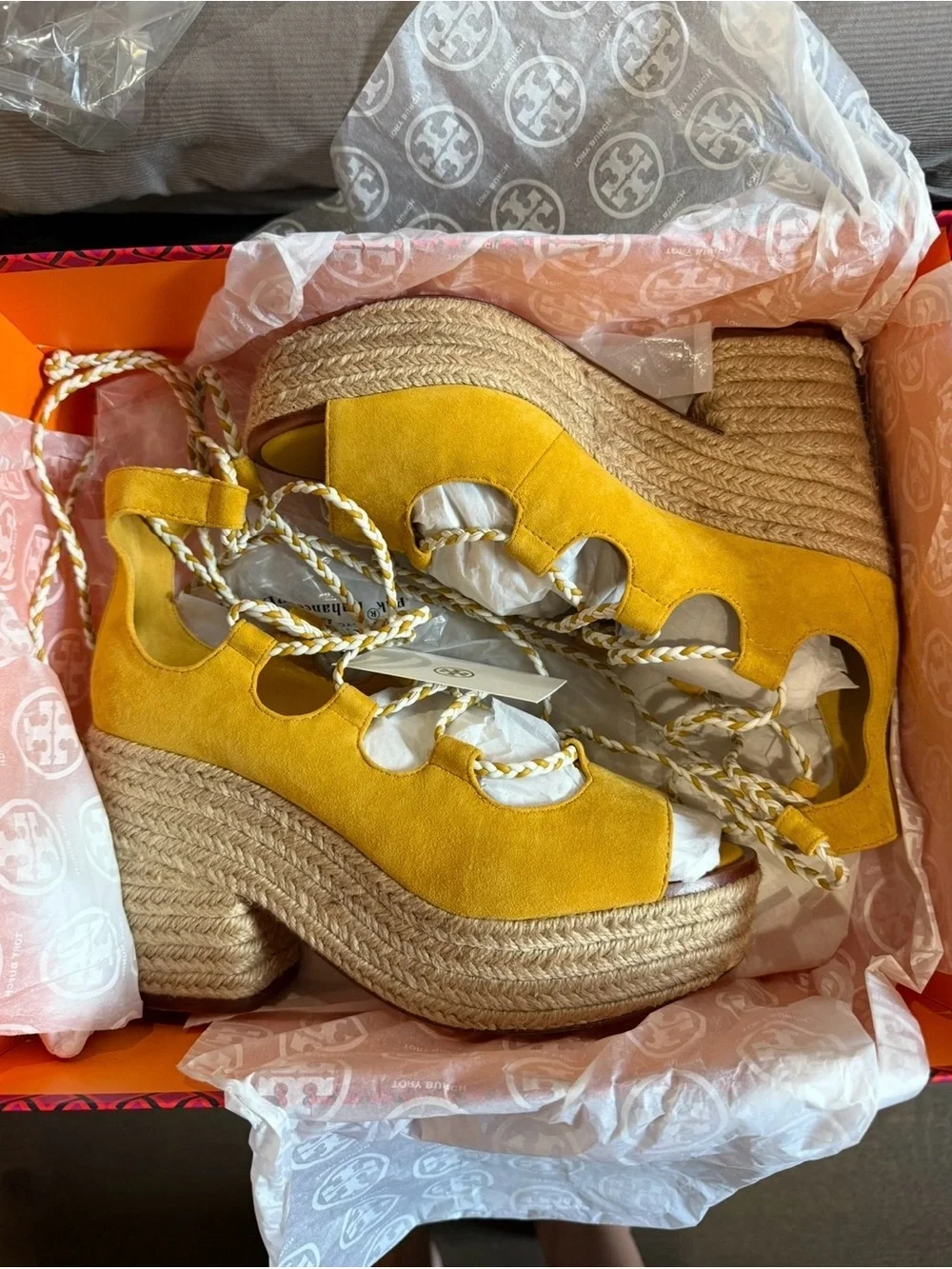 Tory Burch yellow suede