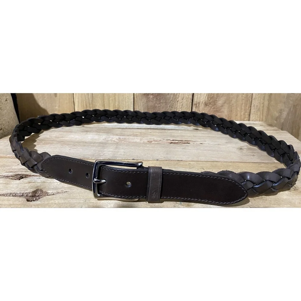 COACH BROWN LEATHER BELT‎ WITH SILVER TONE BUCKET