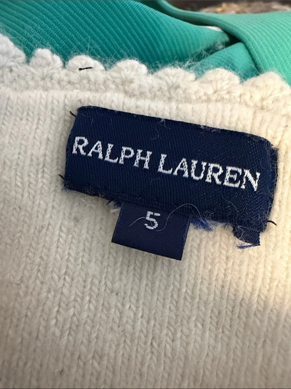Ralph Lauren Girls Cream Knit Crochet Ruffle Skirt Elastic Waist Size 5