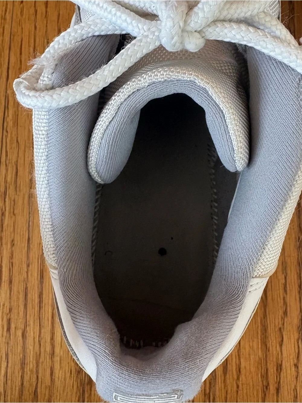Jordan Gray and White Shoe Tag Close-Up