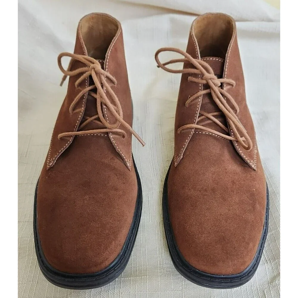 Dr. Comfort Men's Brown Leather Ankle Lace Up Casual/Dress Shoes, Size 8 1/2
