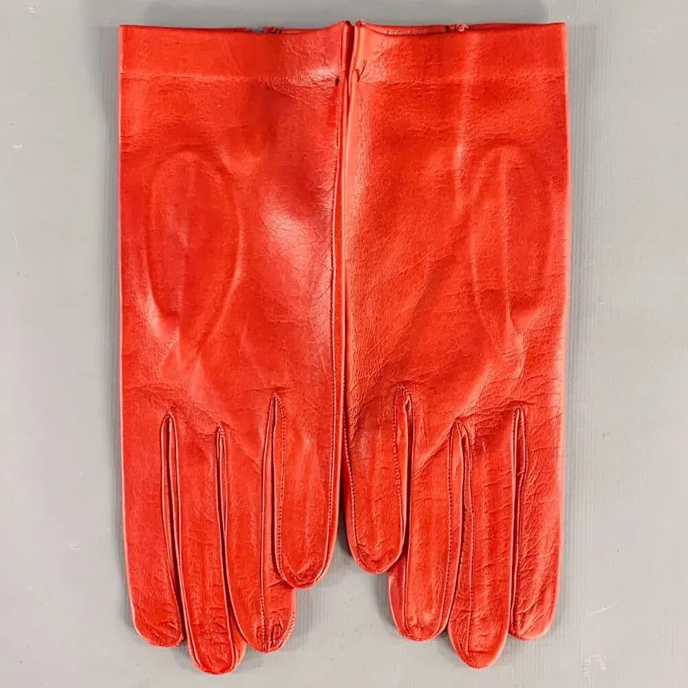 VINTAGE Size 6.5 Red Leather Gloves