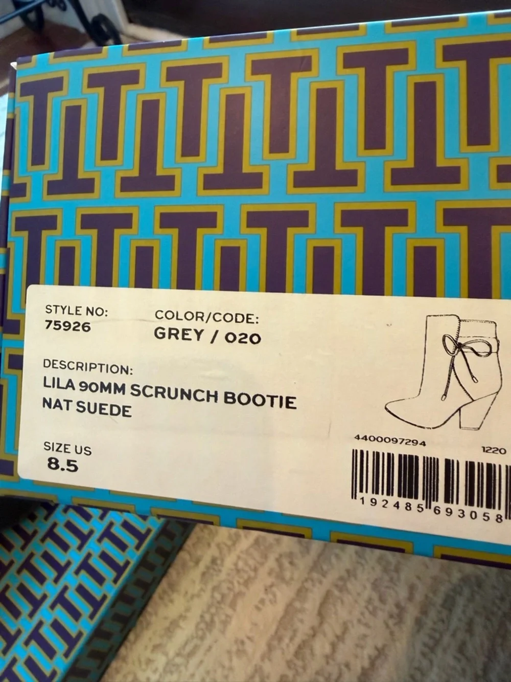 Tory Burch Dark Gray Suede Pointed Ankle Booties