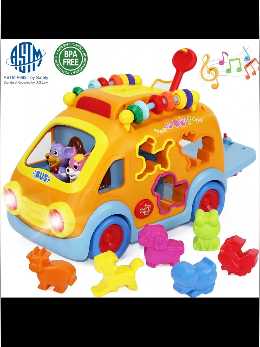Kids Shape Sorting Activity Musical Bus Toy