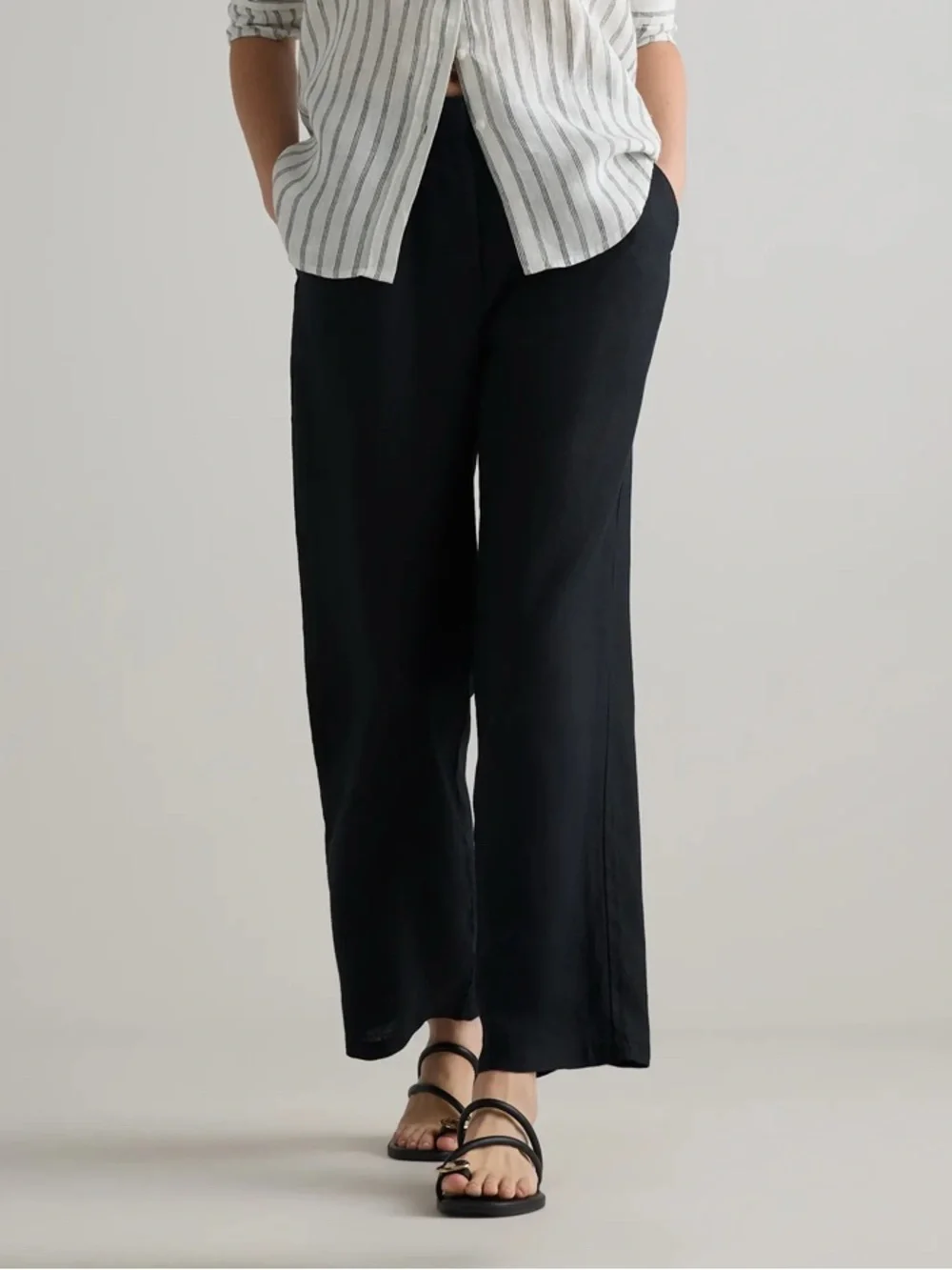 100% linen wide leg trousers