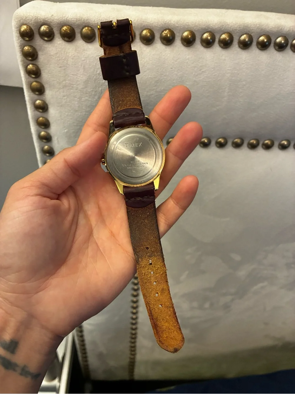 Classic Brown Leather Watch with Gold Case
