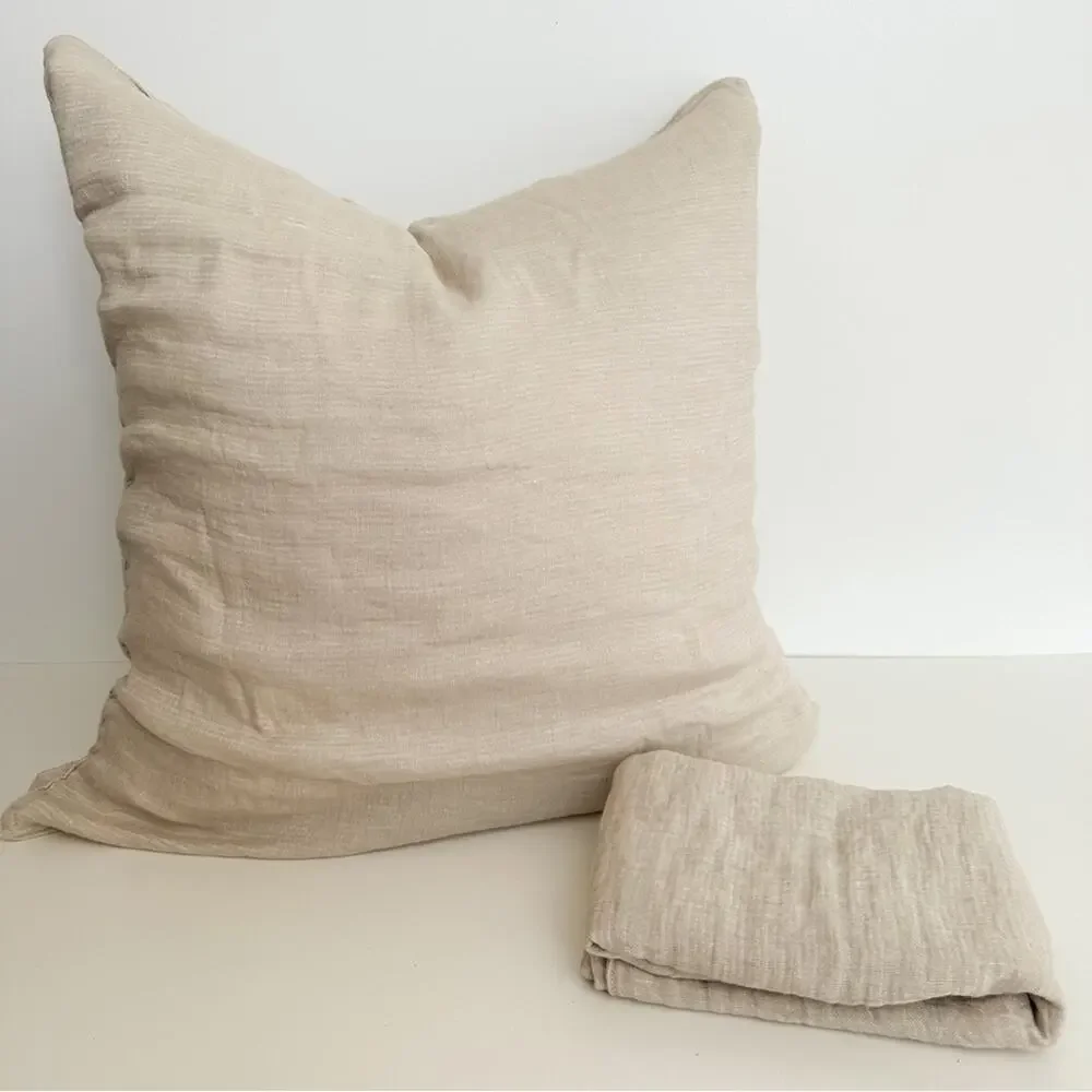 Set of 2 Restoration Hardware Crinkled Linen-Cotton Euro Shams