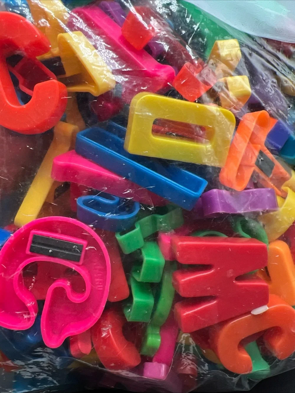 Lot of Magnetic Plastic Alphabet Letters Mixed Colors & Sizes