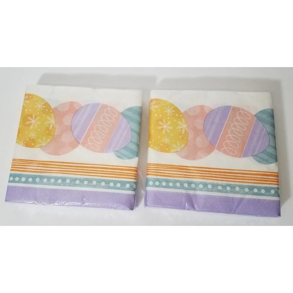 (2) Easter Eggs Around  30ct Lunch Paper Napkin Set Eggs Spring Party‎ NEW