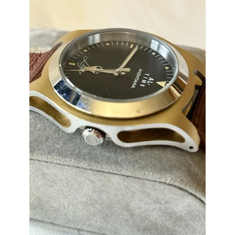 AL-Time Leger Watch 18-2 Yellow Gold Anodized Aluminum 40mm Quartz Aviation