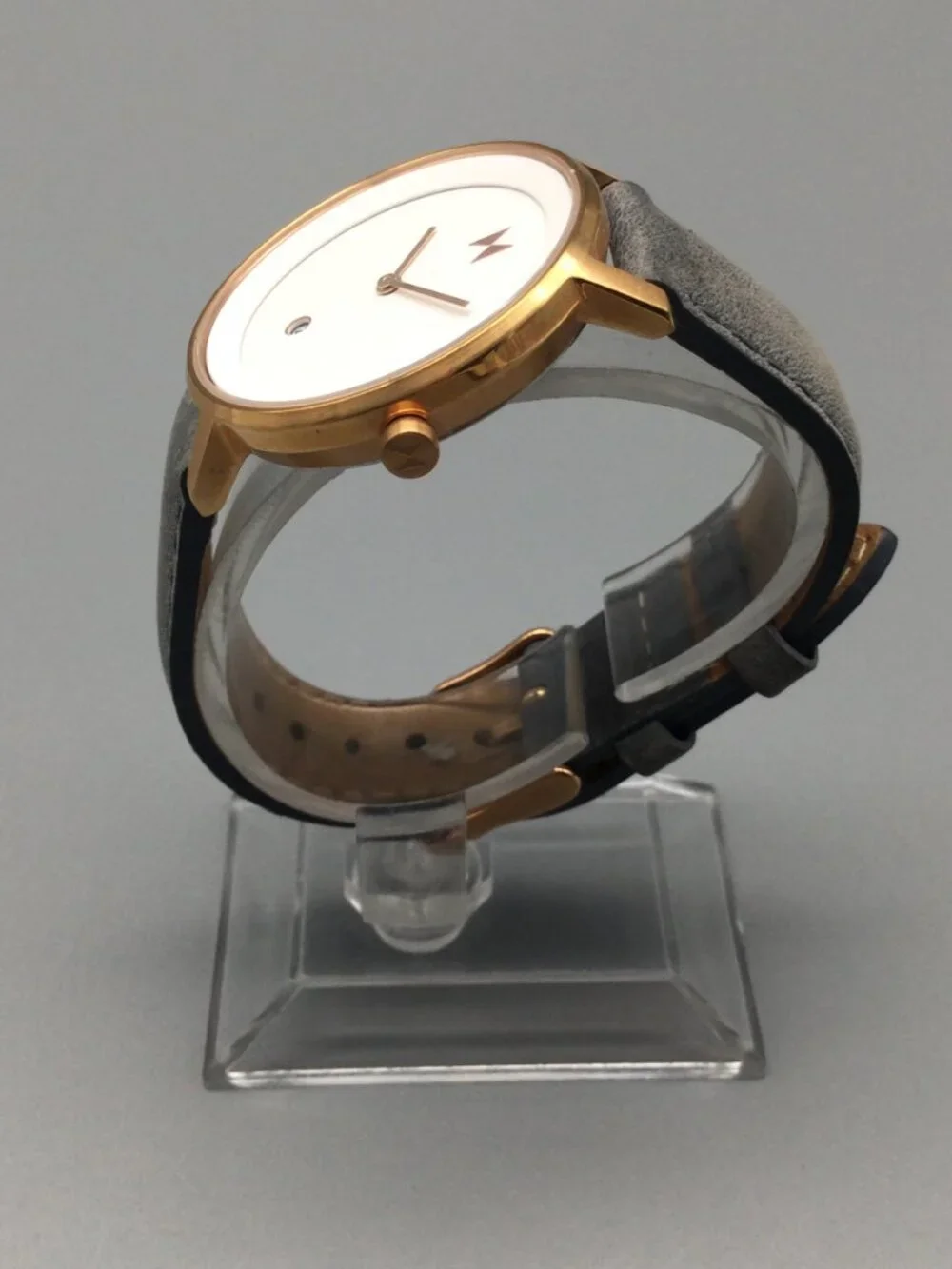 MVMT Signature II Watch Women 34mm Rose Gold Tone Date Gray Band New Battery