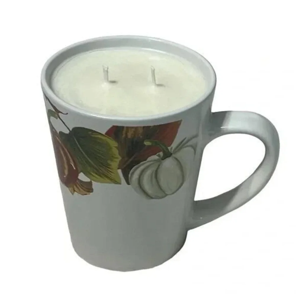 Handmade Cranberry Scented Candle 16 fl oz Autumn Pumpkin Ceramic Mug