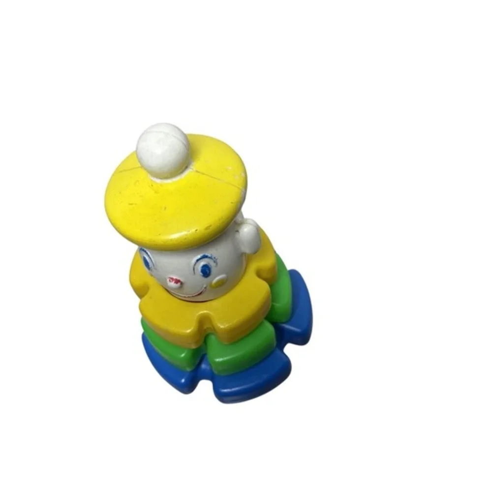 Vintage Fisher Price Clown‎ Stacker Toy Plastic Colorful Rings Nursery Decor