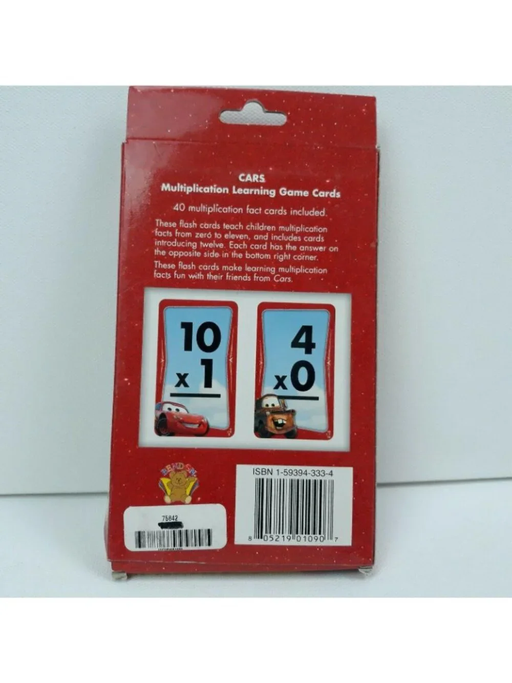 Disney Pixar Cars Multiplication Learning Card Game Flash Cards 0-11 Intro To 12