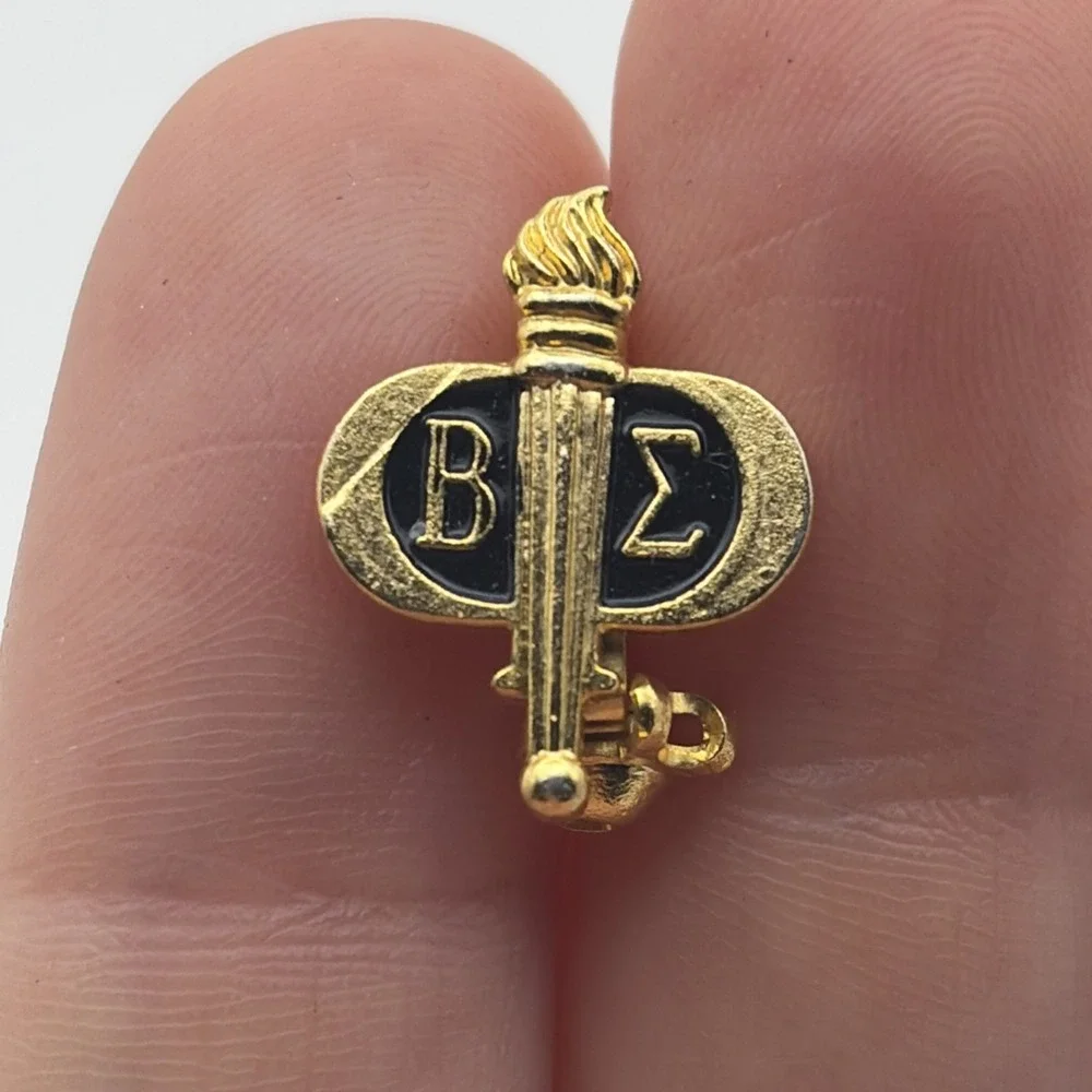 Beta Sigma Fraternity Brotherhood Gold Tone Lapel Hat Pin Tiny‎