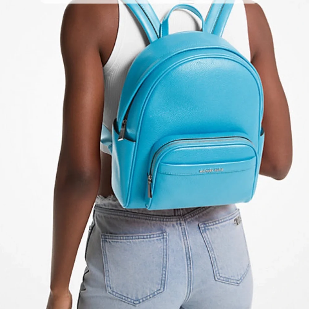 Michael Kors Bex Medium Pebbled Leather Backpack COLOR SANTORINI BLUE NWT
